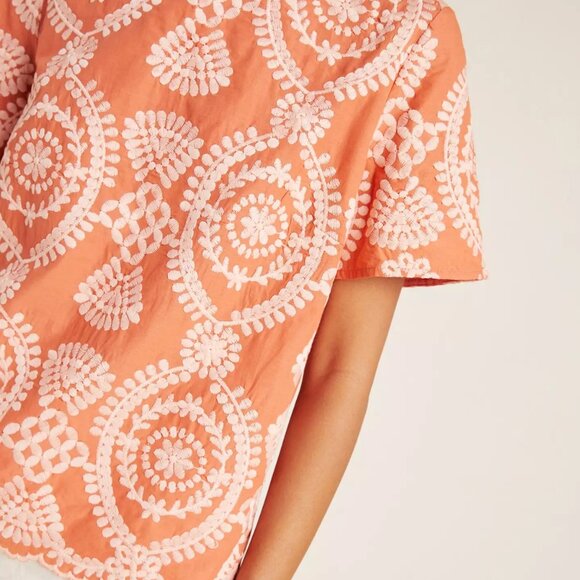 Anthropologie Eri + Ali Coral Embroidered Top XS - Picture 12 of 12
